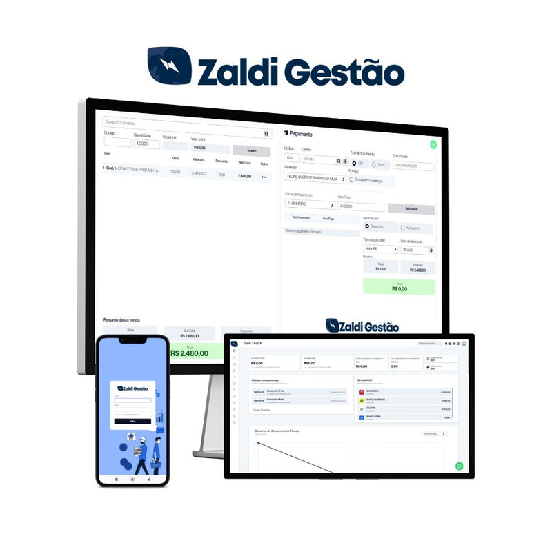 Sistema de Gestão ERP Para Empresas - Zaldi Gestão Plano Intermediário (Mensal)