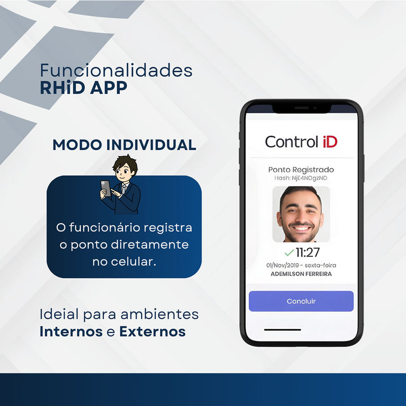 Sistema de Registro e Apuração de Ponto RHID Control iD - 50 Colaboradores - Licença Mensal